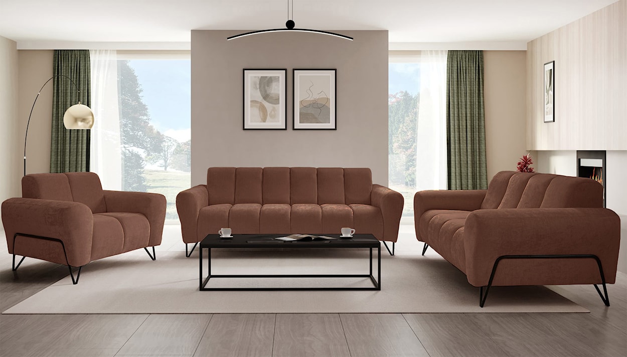 Sofa dwuosobowa Volare miedziana szenil łatwoczyszczący  - zdjęcie 2