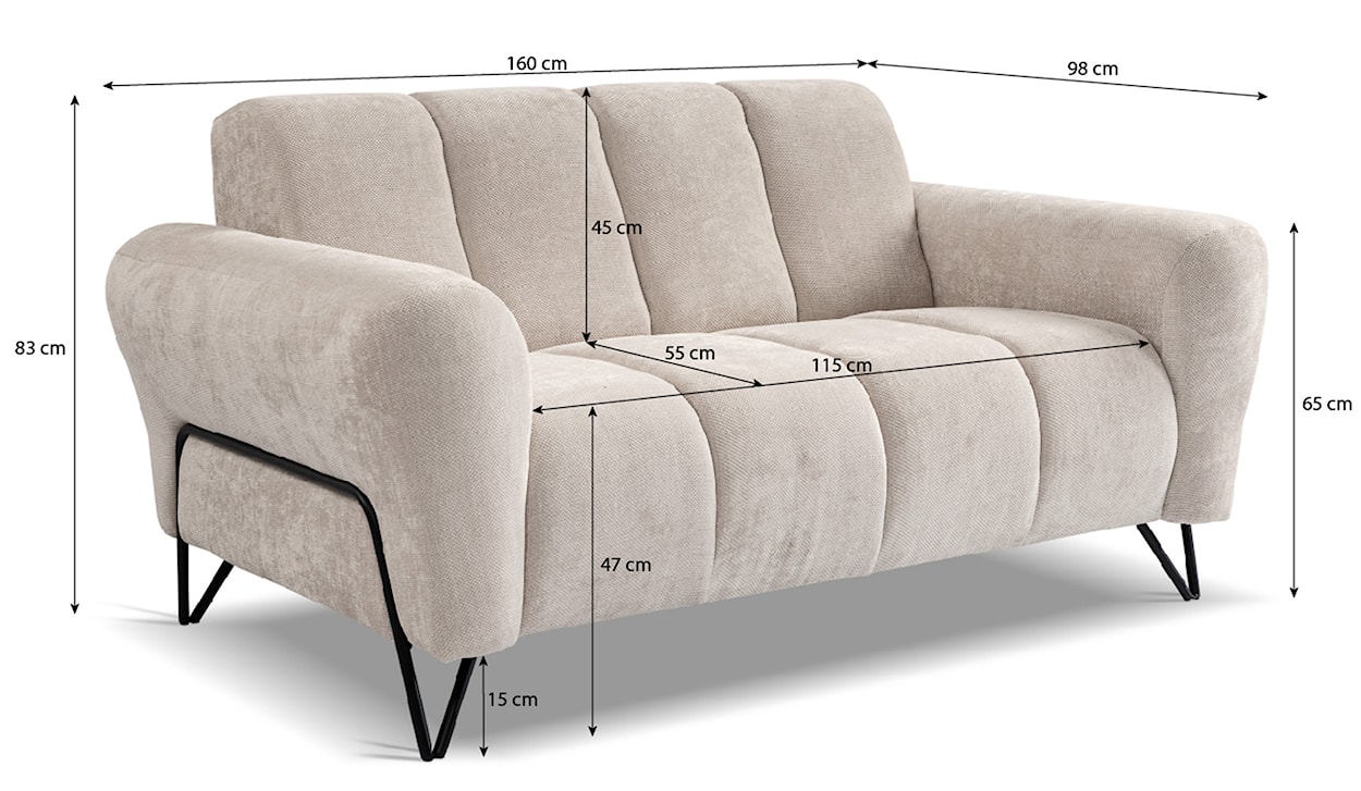 Sofa dwuosobowa Volare brązowa szenil łatwoczyszczący  - zdjęcie 6