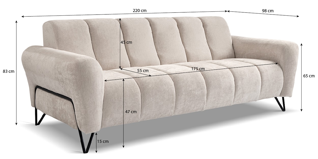 Sofa trzyosobowa Volare kremowa szenil łatwoczyszczący  - zdjęcie 6