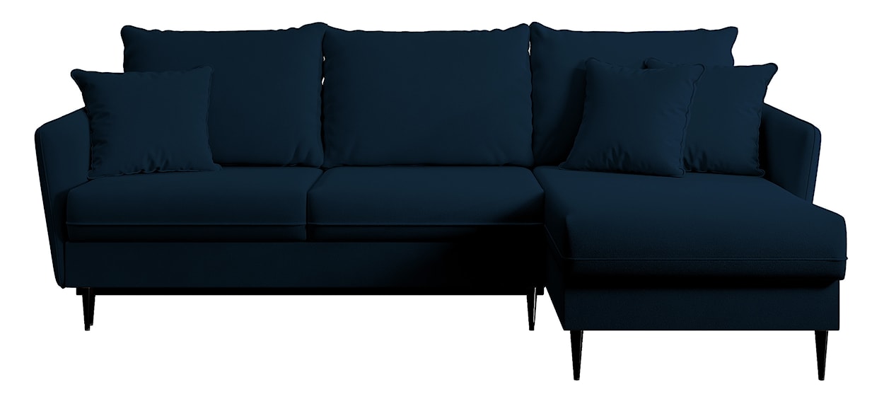 Narożnik z funkcją spania Volio granatowy velvet hydrofobowy nogi czarne