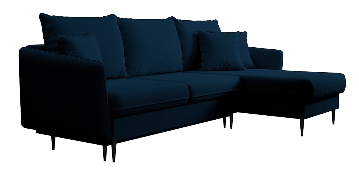 Narożnik z funkcją spania Volio granatowy velvet hydrofobowy nogi czarne  - zdjęcie 5
