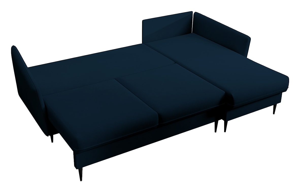 Narożnik z funkcją spania Volio granatowy velvet hydrofobowy nogi czarne  - zdjęcie 6