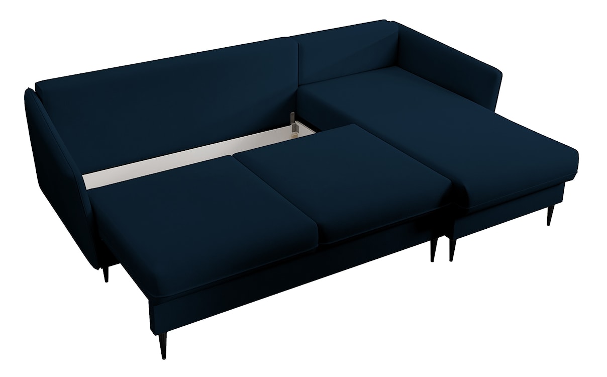 Narożnik z funkcją spania Volio granatowy velvet hydrofobowy nogi czarne  - zdjęcie 7