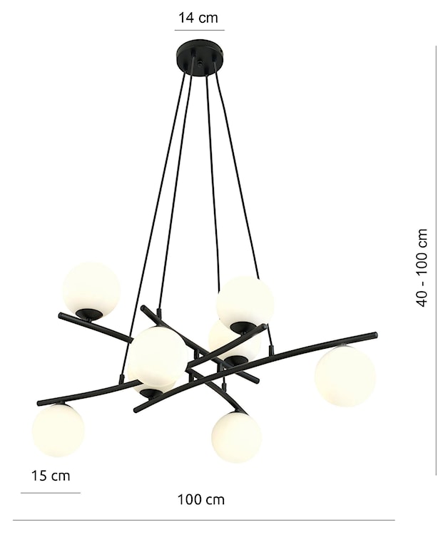 Lampa wisząca Vrestello czarno-biała x8  - zdjęcie 7