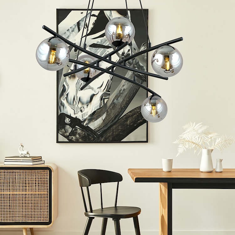 Lampa wisząca Vrestello czarno-grafitowa x5  - zdjęcie 2