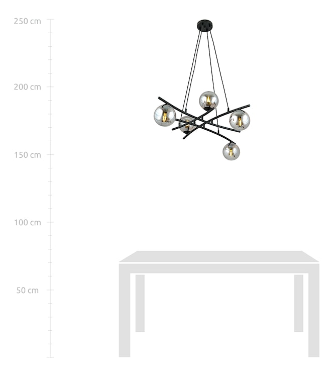 Lampa wisząca Vrestello czarno-grafitowa x5  - zdjęcie 5