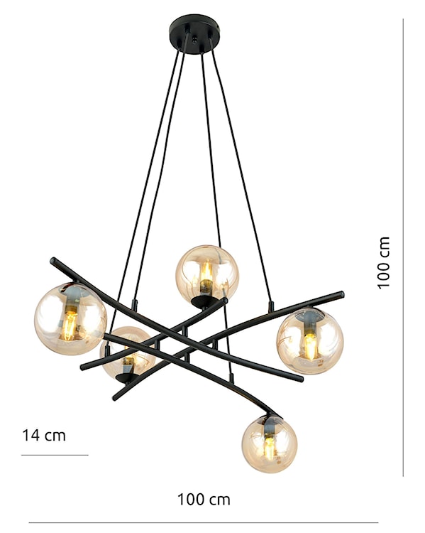 Lampa wisząca Vrestello czarno-miodowa x5  - zdjęcie 4