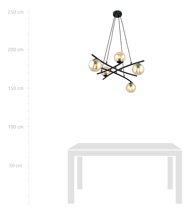 Lampa wisząca Vrestello czarno-miodowa x5  - zdjęcie 5