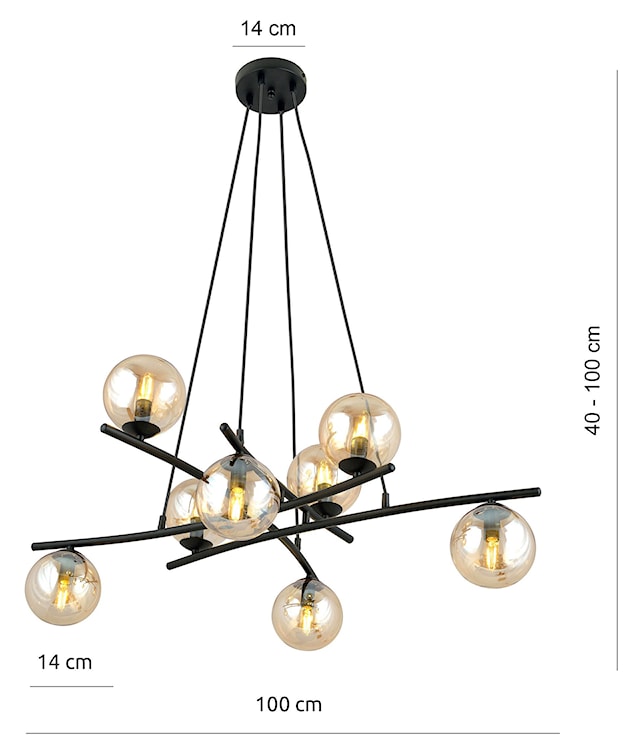 Lampa wisząca Vrestello czarno-miodowa x8  - zdjęcie 9