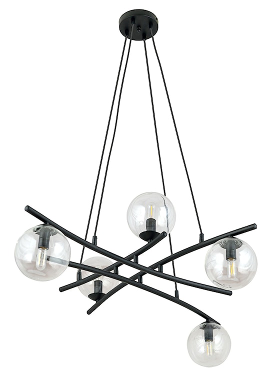Lampa wisząca Vrestello czarno-transparentna x5
