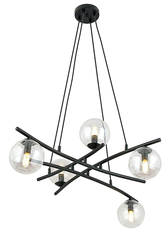 Lampa wisząca Vrestello czarno-transparentna x5  - zdjęcie 3