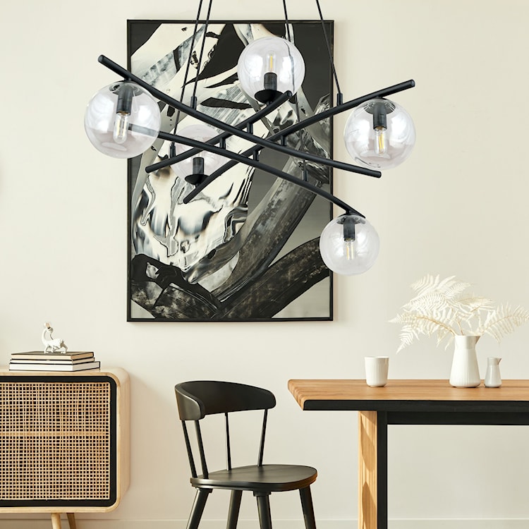 Lampa wisząca Vrestello czarno-transparentna x5  - zdjęcie 2