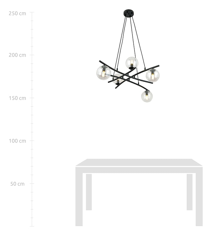 Lampa wisząca Vrestello czarno-transparentna x5  - zdjęcie 5