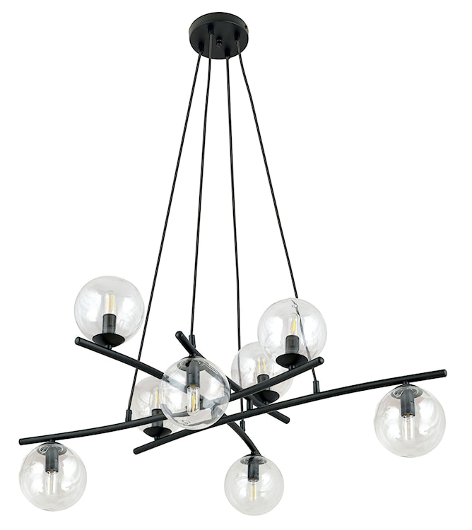 Lampa wisząca Vrestello czarno-transparentna x8