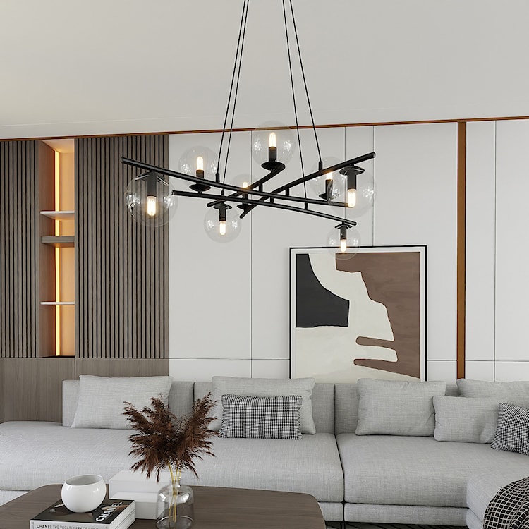 Lampa wisząca Vrestello czarno-transparentna x8  - zdjęcie 5