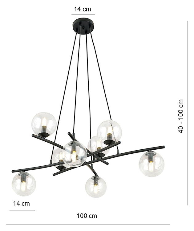 Lampa wisząca Vrestello czarno-transparentna x8  - zdjęcie 7