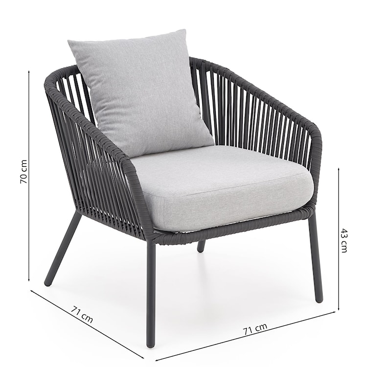 Zestaw mebli ogrodowych Whiple pięcioosobowy popielaty z jasnoszarymi poduchami   - zdjęcie 15