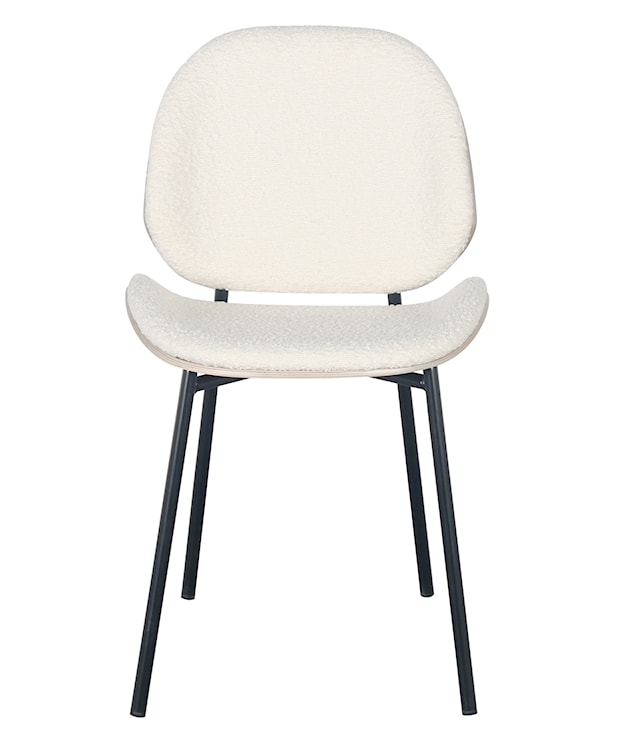 Krzesło tapicerowane Jazzlen na czarnych nogach boucle biały / dąb bielony  - zdjęcie 5