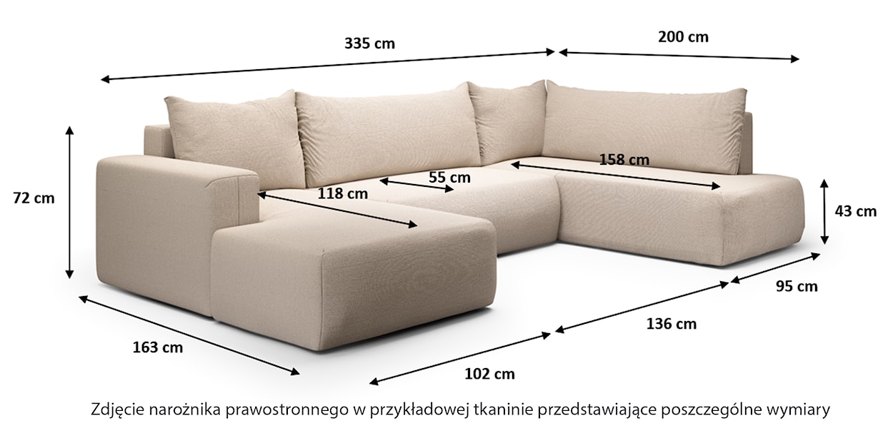 Narożnik z funkcją spania Lummi U-kształtny z pojemnikiem jasnobeżowy szenil hydrofobowy prawostronny  - zdjęcie 5