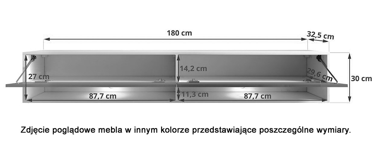 Szafka RTV Wander 180 cm czarny grafit/czarna z falowanym frontem  - zdjęcie 7