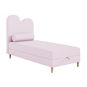 Łóżko dziecięce z pojemnikiem i materacem 90x180 cm Pandino różowe w tkaninie boucle