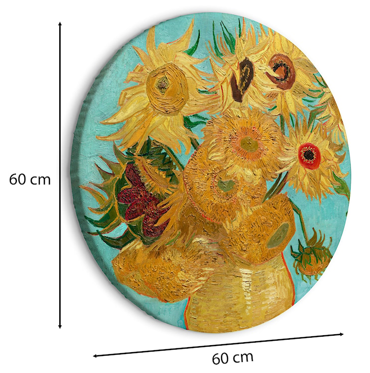 Obraz okrągły Wazon z dwunastoma słonecznikami Vincent van Gogh średnica 60 cm  - zdjęcie 3