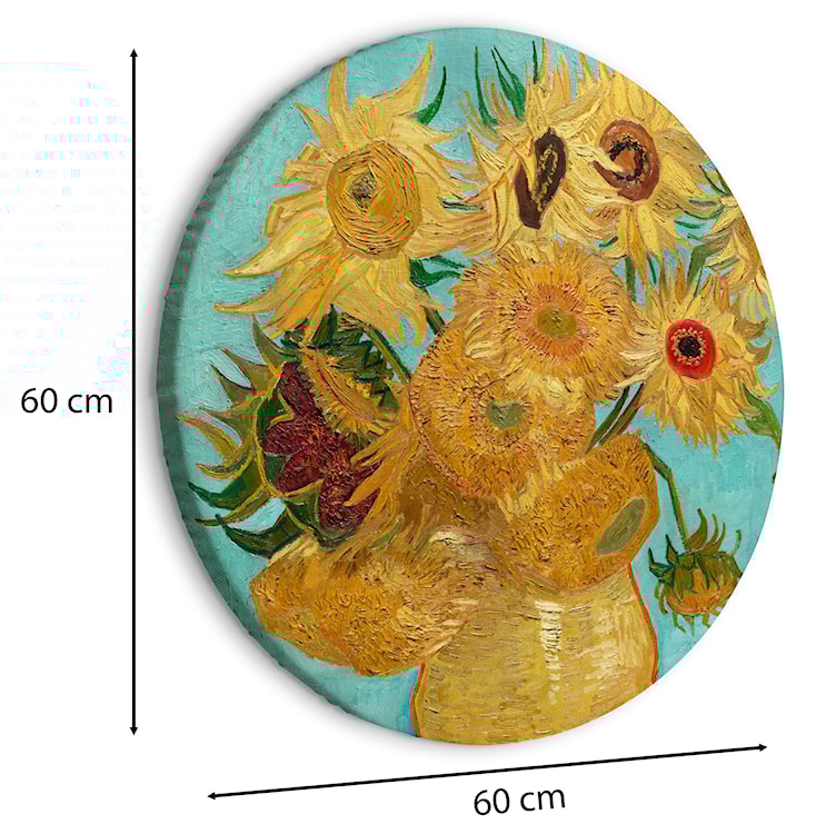 Obraz okrągły Wazon z dwunastoma słonecznikami Vincent van Gogh średnica 60 cm  - zdjęcie 3
