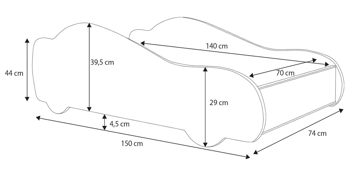 Łóżko dziecięce Werio 140x70 cm w kształcie samochodu  - zdjęcie 3