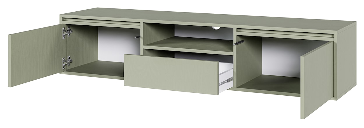 Szafka RTV dwudrzwiowa Evo z szufladą wisząca 154 cm Szałwiowy  - zdjęcie 7