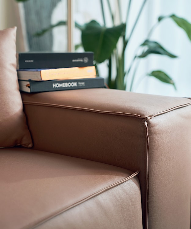 Kanapa rozkładana trzyosobowa Farese Cuero z pojemnikiem brązowa ekoskóra łatwoczyszcząca  - zdjęcie 4