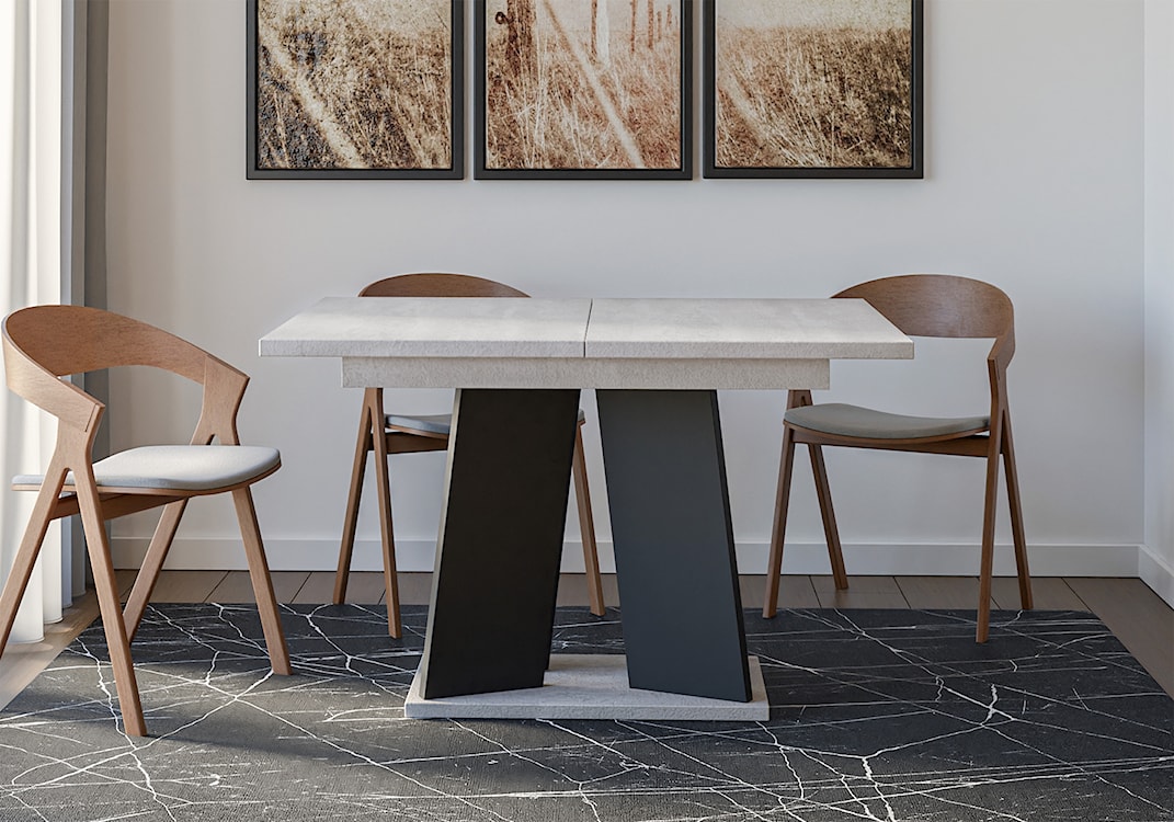 Stół rozkładany Mufo 120-160x90 cm beton/czarny  - zdjęcie 5