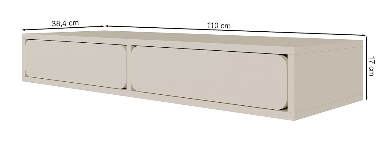 Toaletka wisząca Wuwu z dwiema szufladami 110 cm szarobeżowa  - zdjęcie 8