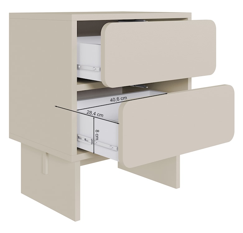 Szafka nocna Wuwu z dwiema szufladami 50 cm szarobeżowa  - zdjęcie 12