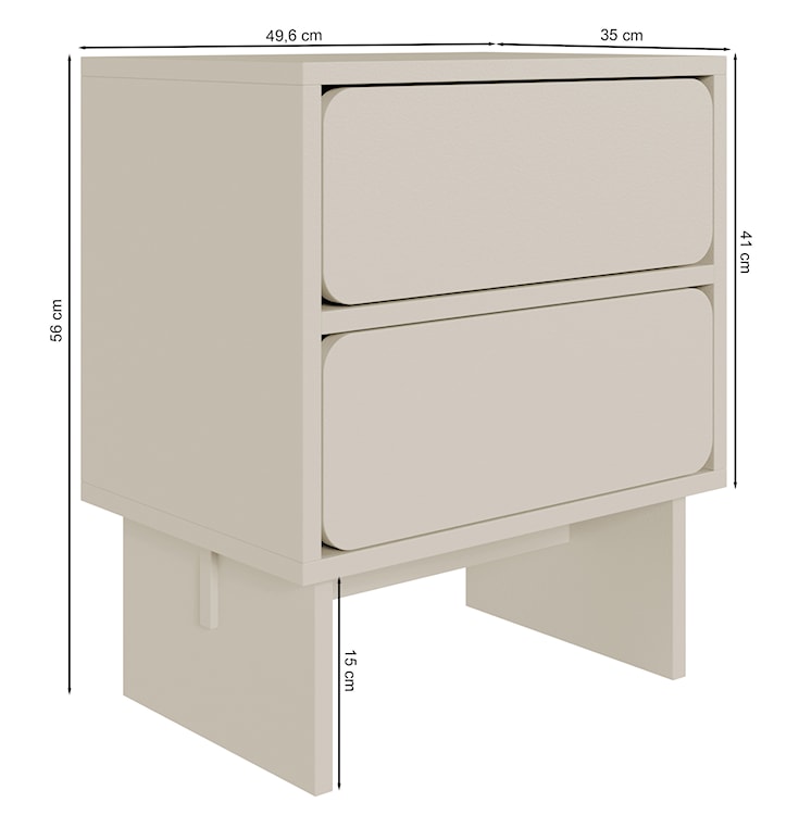 Szafka nocna Wuwu z dwiema szufladami 50 cm szarobeżowa  - zdjęcie 11