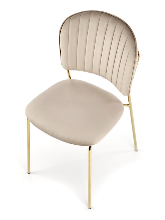 Krzesło tapicerowane Revisant beżowy velvet na złotej podstawie  - zdjęcie 2