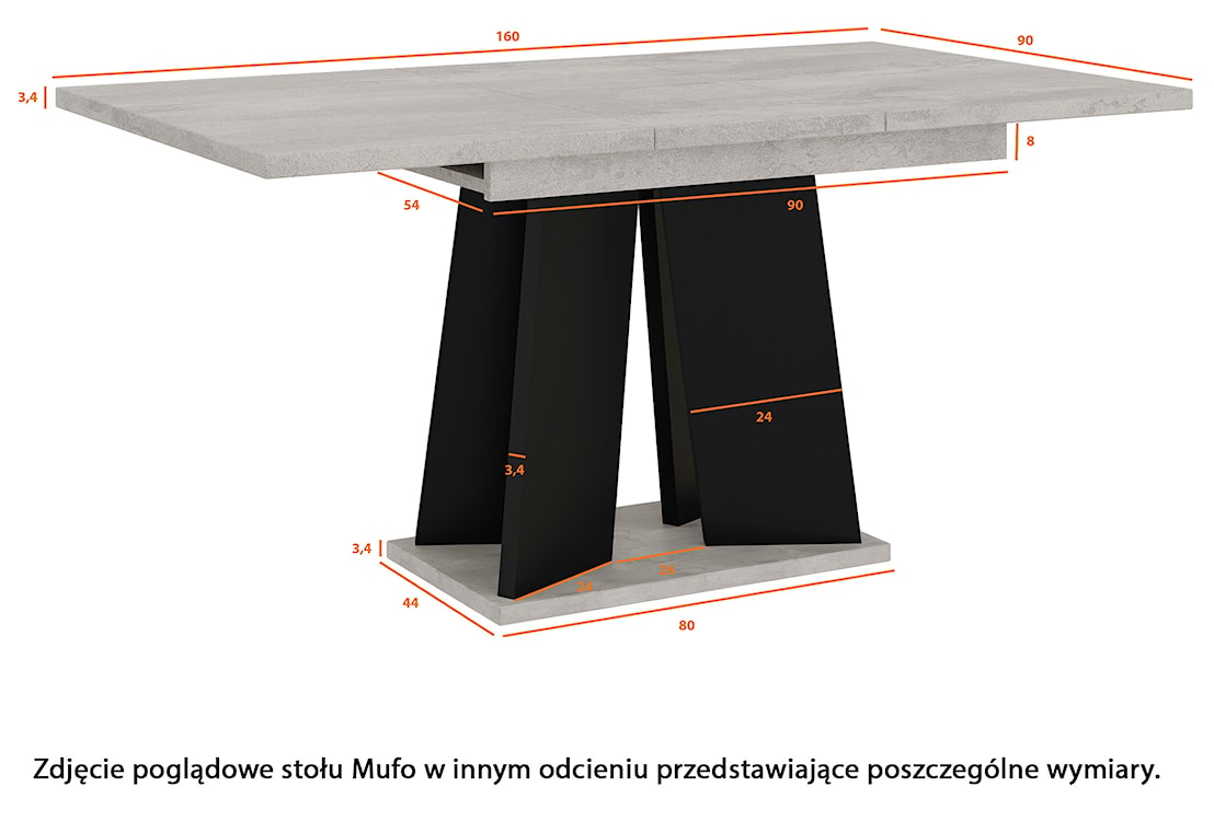 Stół rozkładany Mufo 120-160x90 cm dąb artisan/czarny  - zdjęcie 8