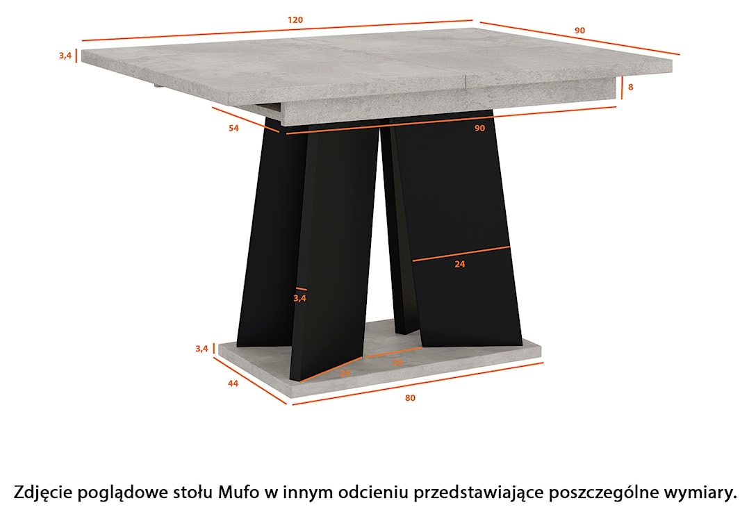 Stół rozkładany Mufo 120-160x90 cm dąb artisan/czarny  - zdjęcie 7