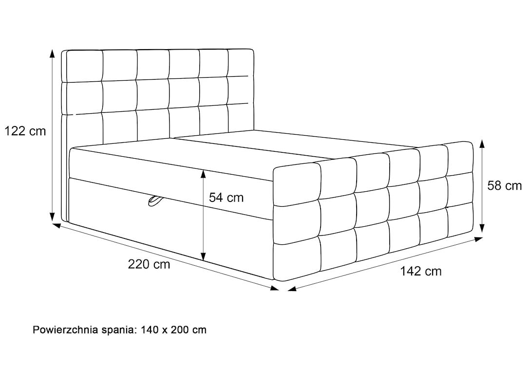 Łóżko kontynentalne 140x200 cm Padwa z pojemnikami i topperem beżowe welur  - zdjęcie 5