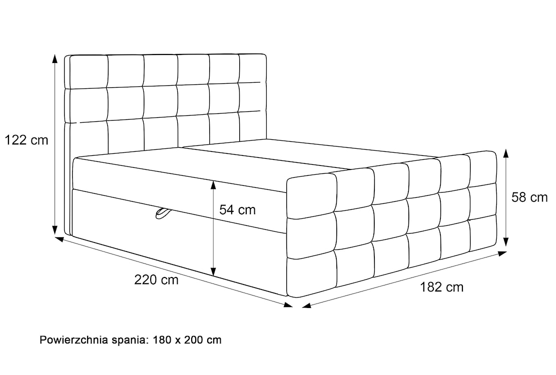 Łóżko kontynentalne 180x200 cm Padwa z pojemnikami i topperem szare welur  - zdjęcie 5