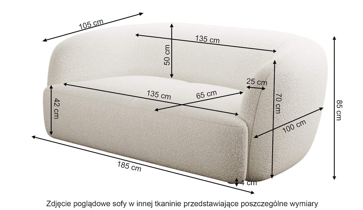 Sofa dwuosobowa Sabanitas jasnoszara w tkaninie boucle  - zdjęcie 4