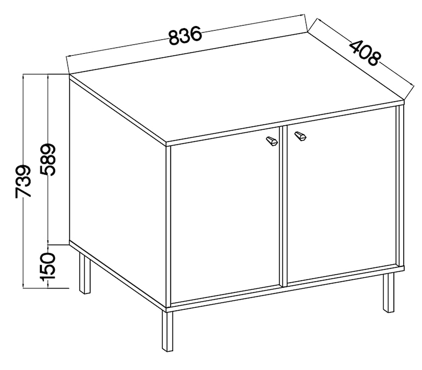 Komoda dwudrzwiowa Oktio 84 cm czarny grafit na złotych nogach  - zdjęcie 6