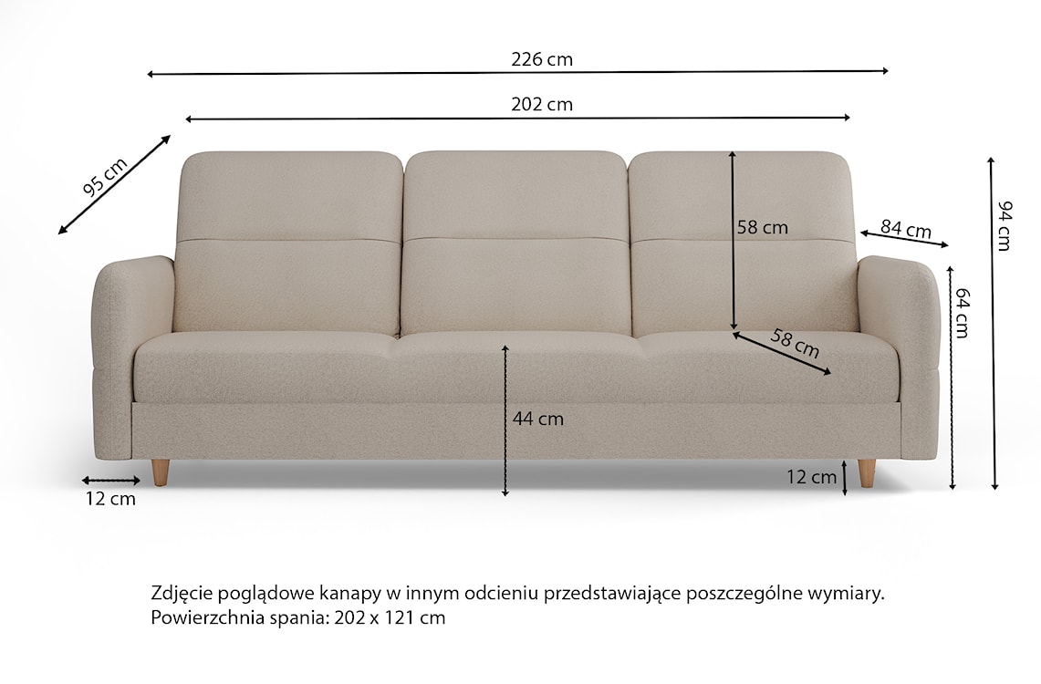 Kanapa rozkładana trzyosobowa Dakari z pojemnikiem ruda welur hydrofobowy  - zdjęcie 6