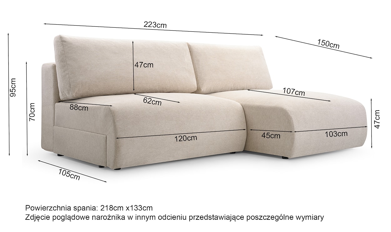 Narożnik z funkcją spania Fimbo L-kształtny z pojemnikiem czarny szenil hydrofobowy prawostronny  - zdjęcie 5