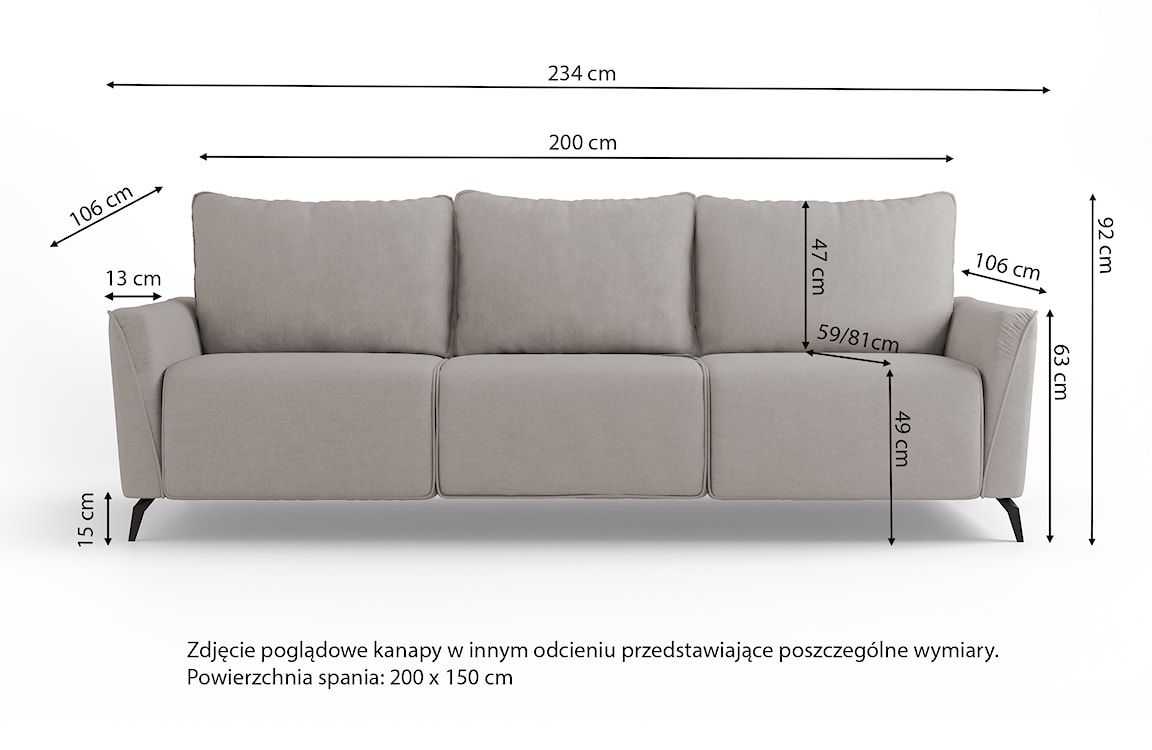 Kanapa rozkładana trzyosobowa Fiordi z pojemnikiem szary szenil  - zdjęcie 6