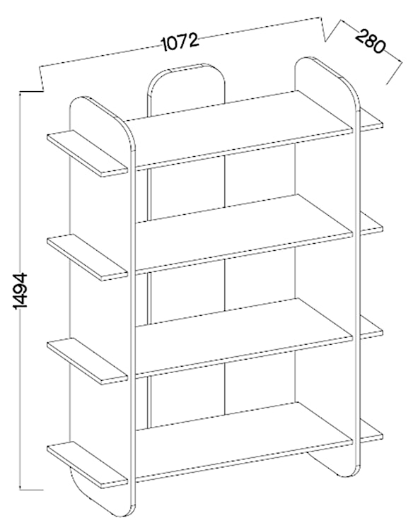 Regał Livio z czterema półkami 107 cm Dąb Olejowany  - zdjęcie 5
