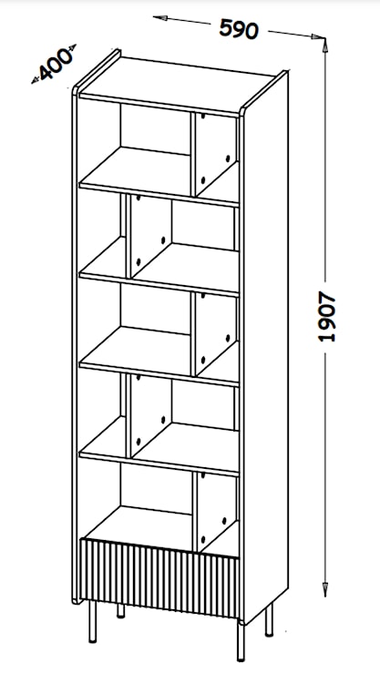 Regał Prestigo z półkami i szufladą z ryflowanym frontem 59 cm orzech warmia/czarny/san sebastian  - zdjęcie 3