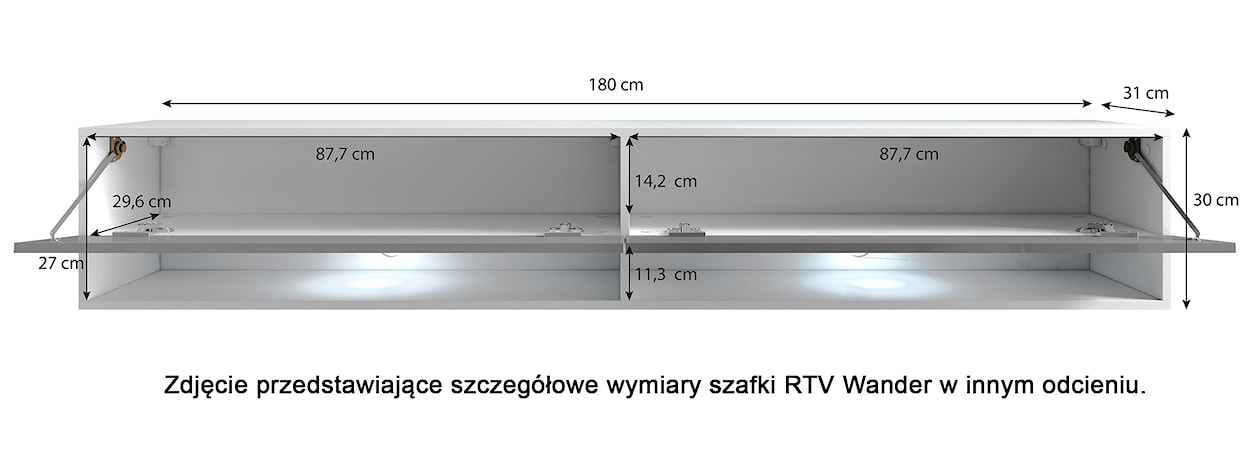 Szafka RTV dwudrzwiowa Wander 180 cm czarny grafit/dąb wotan jodełka  - zdjęcie 7