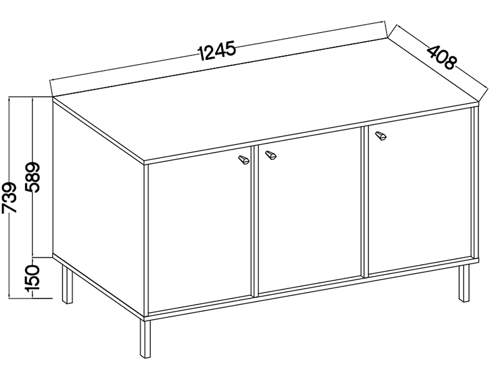 Komoda trzydrzwiowa Oktio 125 cm czarny grafit na złotych nogach  - zdjęcie 6