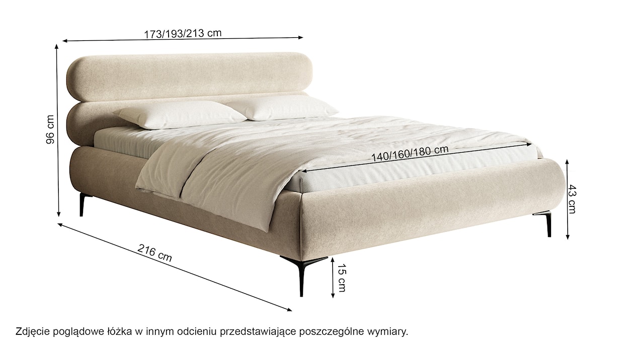 Łóżko tapicerowane 160x200 cm Roule szare welur hydrofobowy nóżki złote  - zdjęcie 8