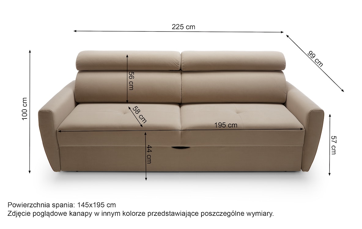 Kanapa rozkładana trzyosobowa Sylles oliwkowa welur łatwoczyszczący hydrofobowy  - zdjęcie 4